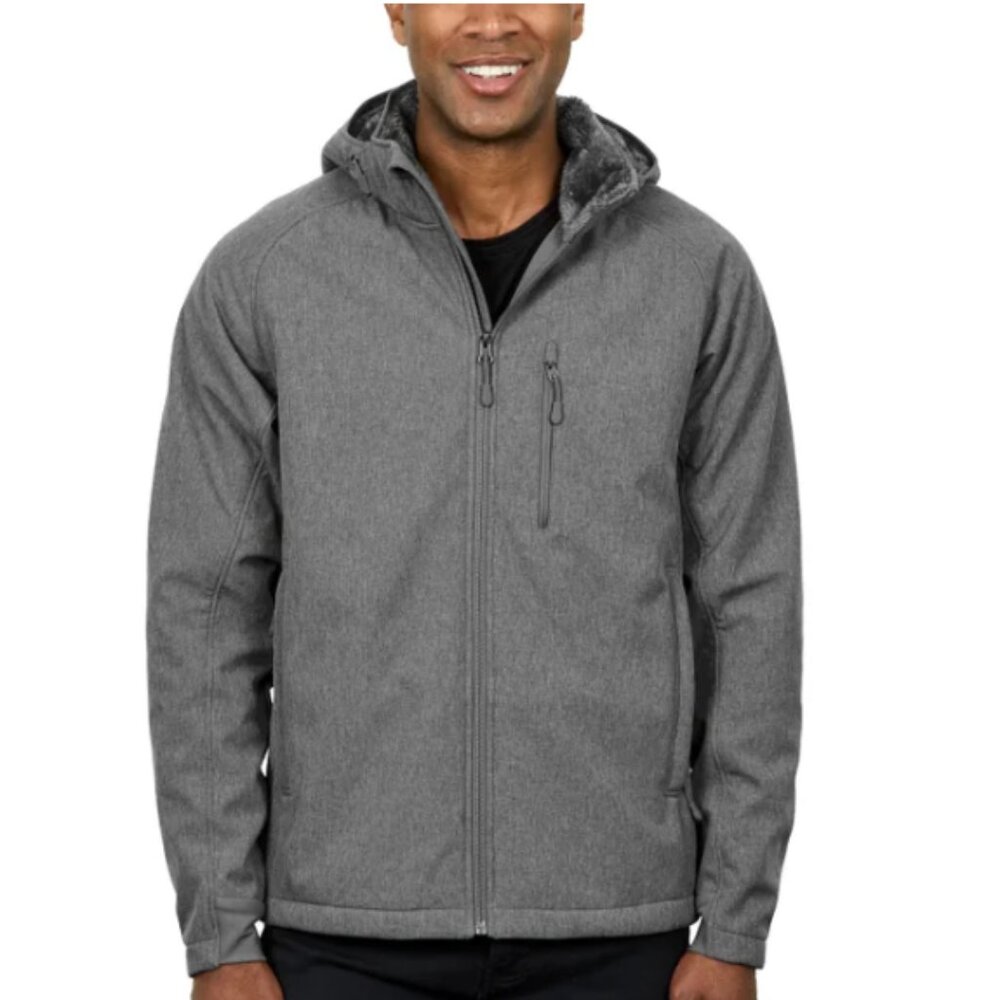 Kirkland Signature Men's Fleece Lined Softshell Full Zip Jacket Gray Size XL